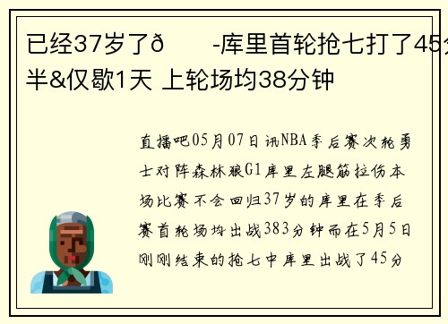 已经37岁了😭库里首轮抢七打了45分半&仅歇1天 上轮场均38分钟